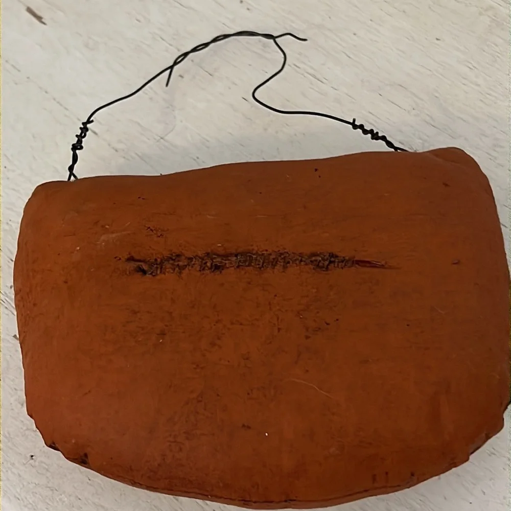 Folk Art Primitive Halloween painted pumpkin wall hanging or ornament 6.5” x 5”